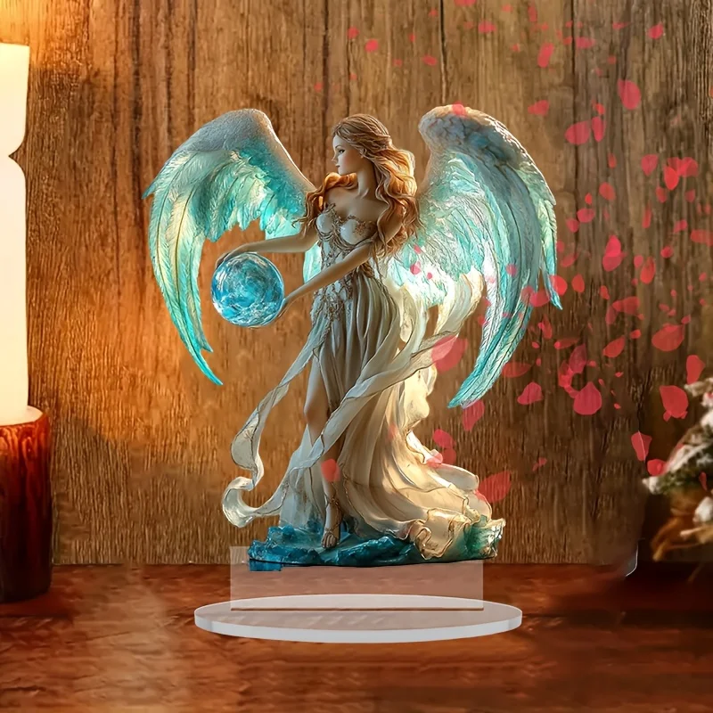 زخرفة مسطحة ثنائية الأبعاد/تمثال أكريليك ملاك بوهيمي/ديكور سطح الطاولة وديكور النافذة #3