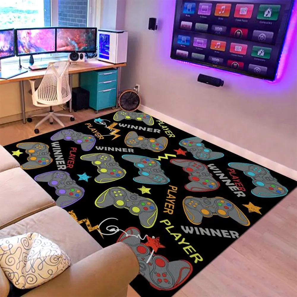 Gaming Area Rugs Gamer Player Rug for Boys Room Decor Teens 3D Video Game Controller Room Mat Carpet Decor for Bedroom Living