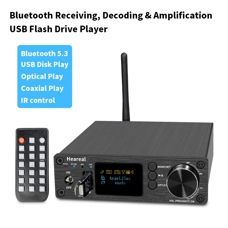 HiFi Bluetooth 5.3 Audio Receiver DAC Preamp, Optical Coaxial Input, RCA/3.5mm Output for Active Speakers & Headphones