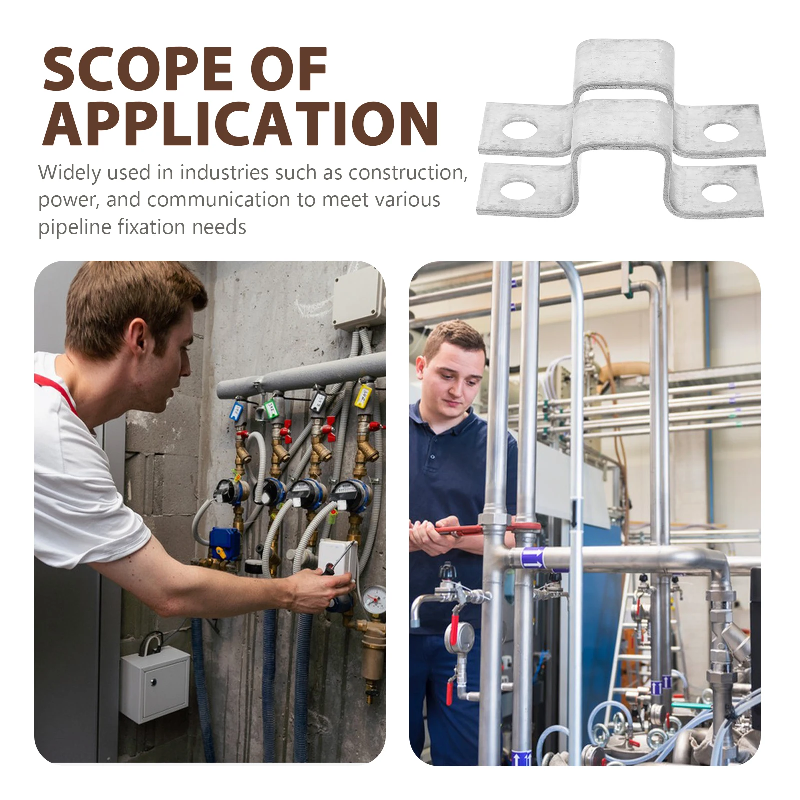 

4pcs Heavy Duty Iron Tube Clamps U-Shaped Support Brackets For Woodworking Water Tubing Balcony Railings Square Tubing