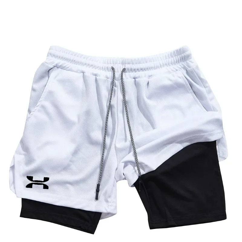 

Men's fitness training shorts, double-layer fast drying breathable outdoor hiking and jogging pants