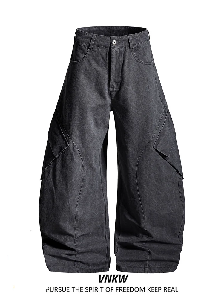 

Американские ретро-брюки с множеством карманов, свободные, широкие, повседневные, унисекс, для поездок на работу, струящиеся, длинные, из хлопка