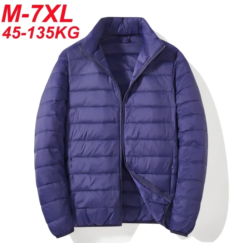Big Size 7XL 135kg Winter Men's Women's  Down Jacket Business Casual Stand Collar White Duck Down Padded Lightweight Puffer Coat