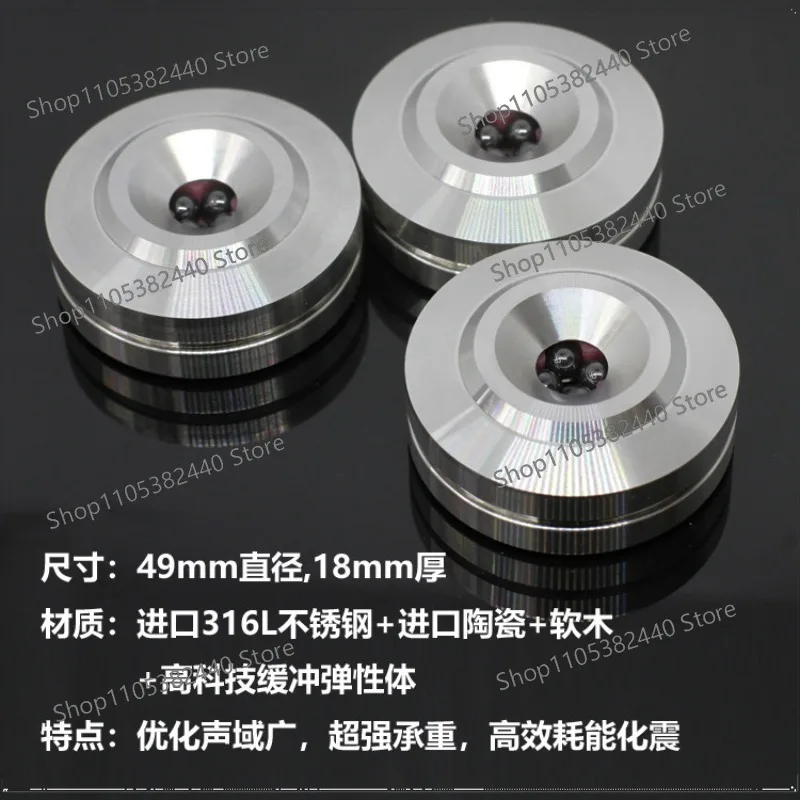 40mm Stainless Steel Isolation Feet, Be Ceramic Bearing Shock Absorber Pads for HiFi Audio Amplifier CD Player