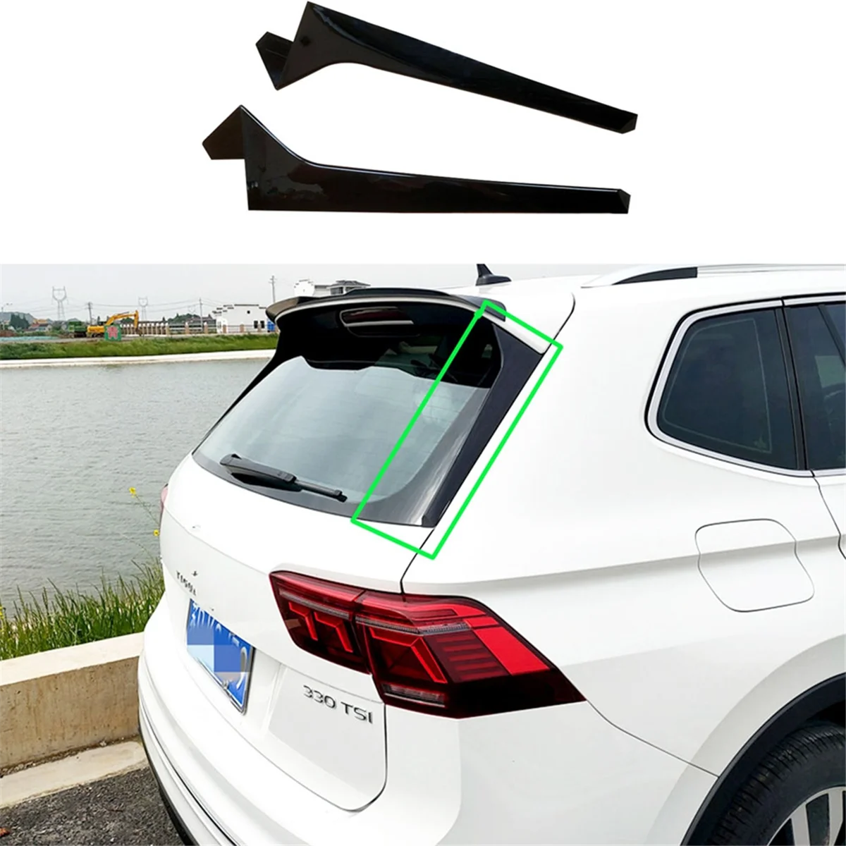 Classic Car Rear Window Side Spoiler Splitter Left&Right for VW Tiguan R-Line MK2 2017-2023