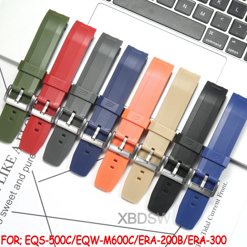 

For Casio EQS-500C EQW-M600C ERA-200B WRA-300 Men's Rubber Replacement Watch Band Waterproof Watch Accessories