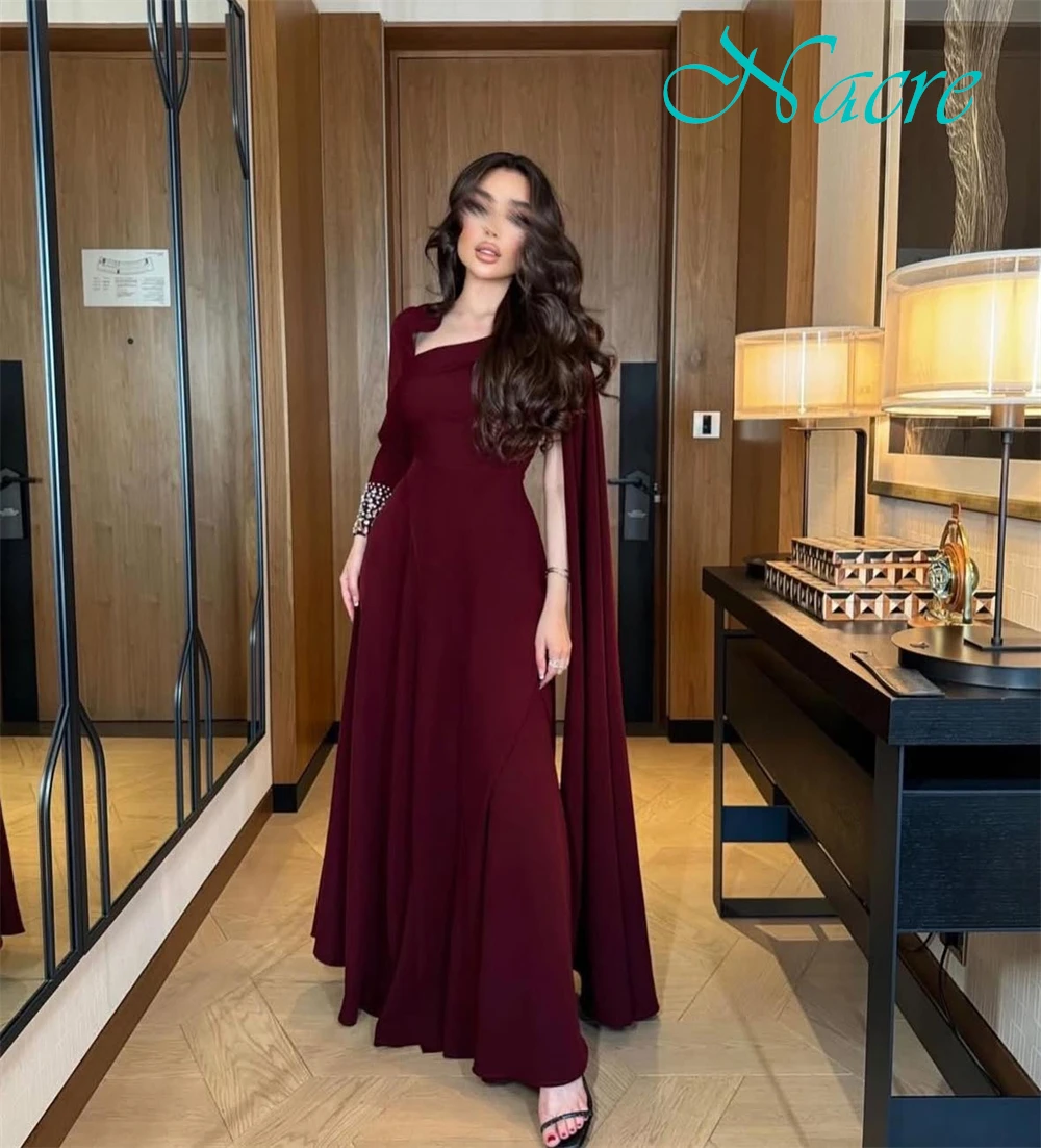 カスタマイズされたファッションワンショルダージャージイブニングドレス繊細な長袖ウエディングドレスキラキラクリスタル特別な日のドレス