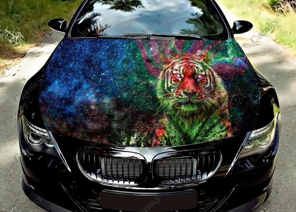 Kaplan vahşi hayvan araba Hood Wrap renk vinil yapışkan çıkartması