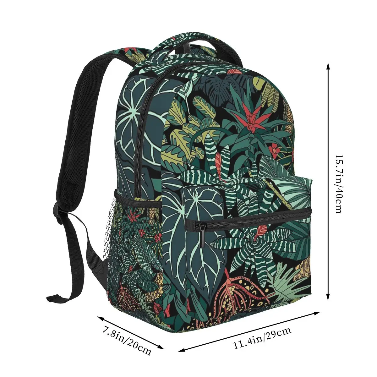 Jungle Leaves Pattern Tropical Rainforest Backpacks Boys Girls Bookbag Students School Bags Cartoon Travel Rucksack Shoulder Bag