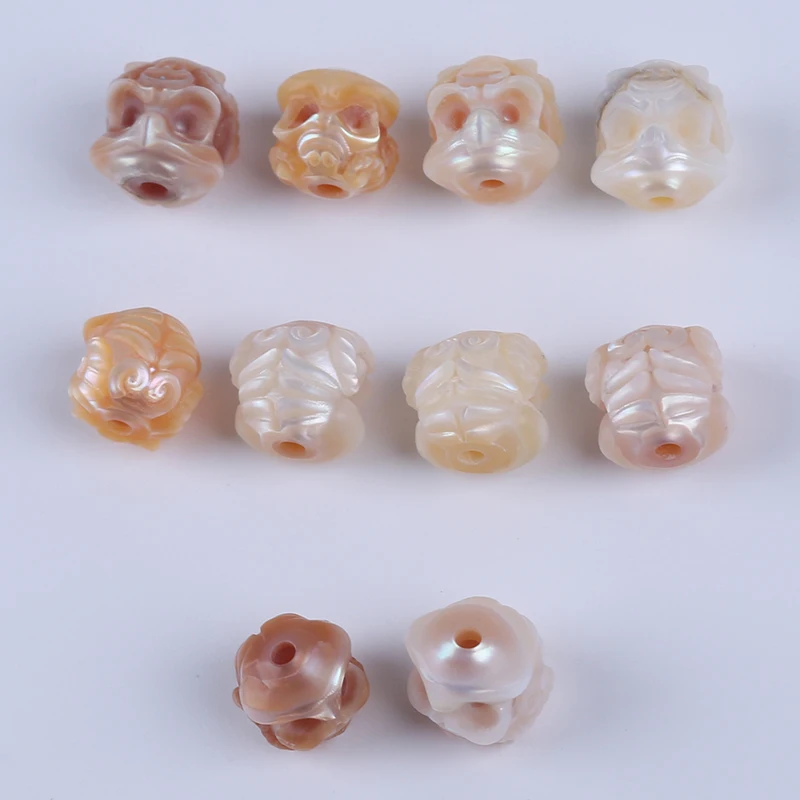 Only 1 Piece Selling 8-9mm White/Pink/Purple Hand Skull Carving Pearl Beads Carved Freshwater Pearl
