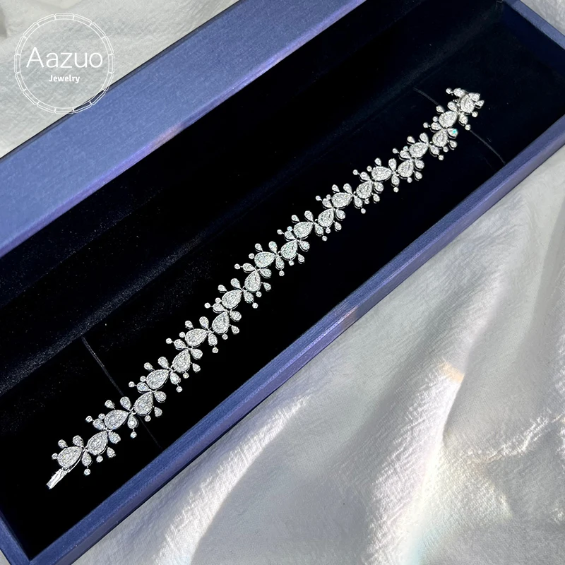 Aazuo 18K Jewelry White Gold Real Diamond 2.58ct Noble Grace Luxuly Bracelet For Woman Upscale Trendy Wedding Engagement Party