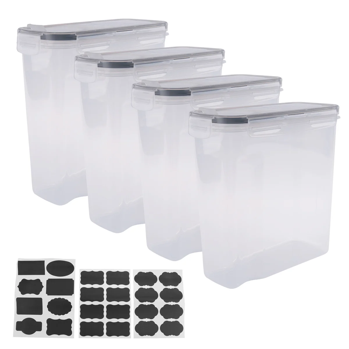 مجموعة حاويات تخزين الحبوب المكونة من 4 قطع، حاويات تخزين الطعام محكمة الغلق PP سعة 2.5 لتر للحبوب والوجبات الخفيفة والسكر
