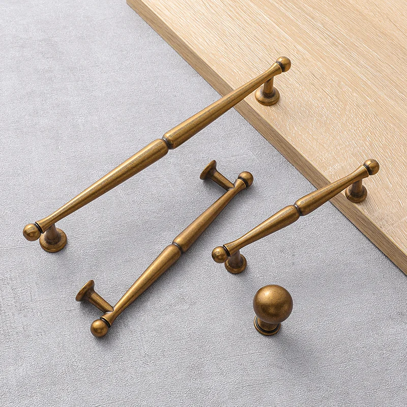 

Retro Copper Antique Cabinet Drawers Handles Italian French Minimalist Light Luxury Furniture Wardrobe Door Pulls Vintage Home D