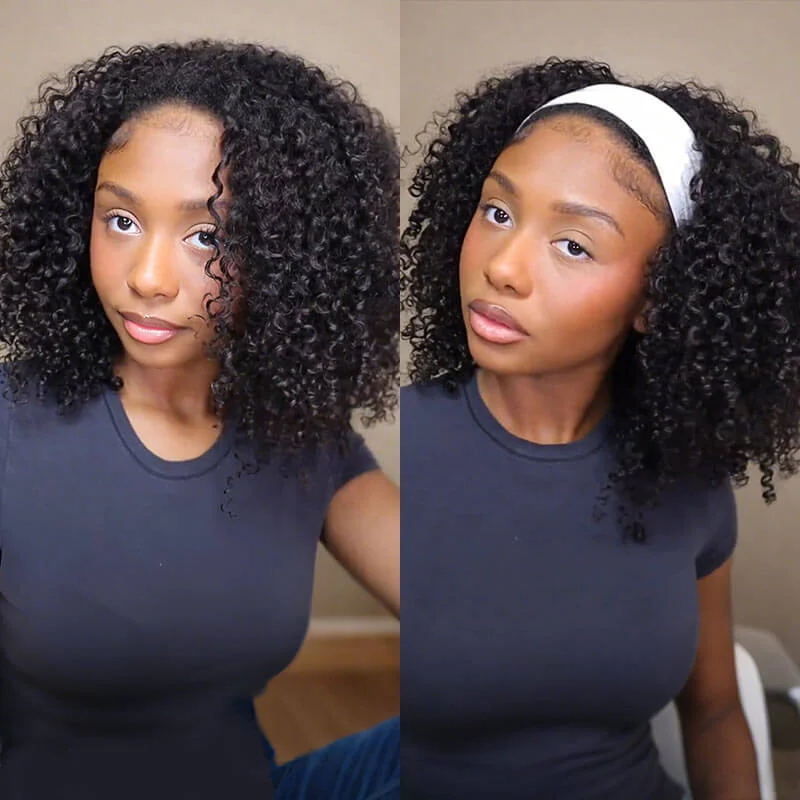 Kinky Curly Half Wig 100% Human Hair 3 IN 1 Flip Over Half Head Wig 250% Density Wear And Go Seamless Invisible Drawstring Quick Install Beginner Friendly Natural Black Kinky Curls Machine Made Half Wigs For Women