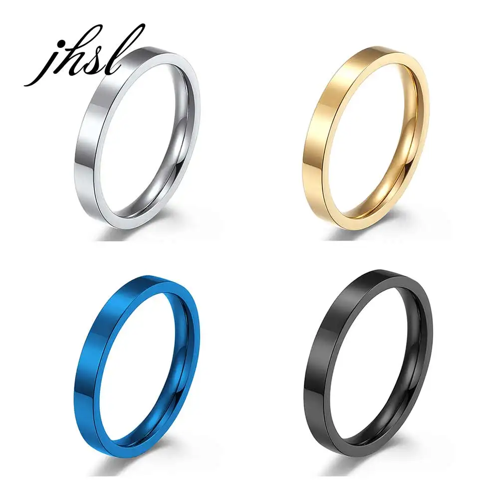 JHSL Simple Unisex Male Men Rings Stainless Steel Blue Black Gold Color Fashion Jewelry size 5 6 7 8 9 10 11 12