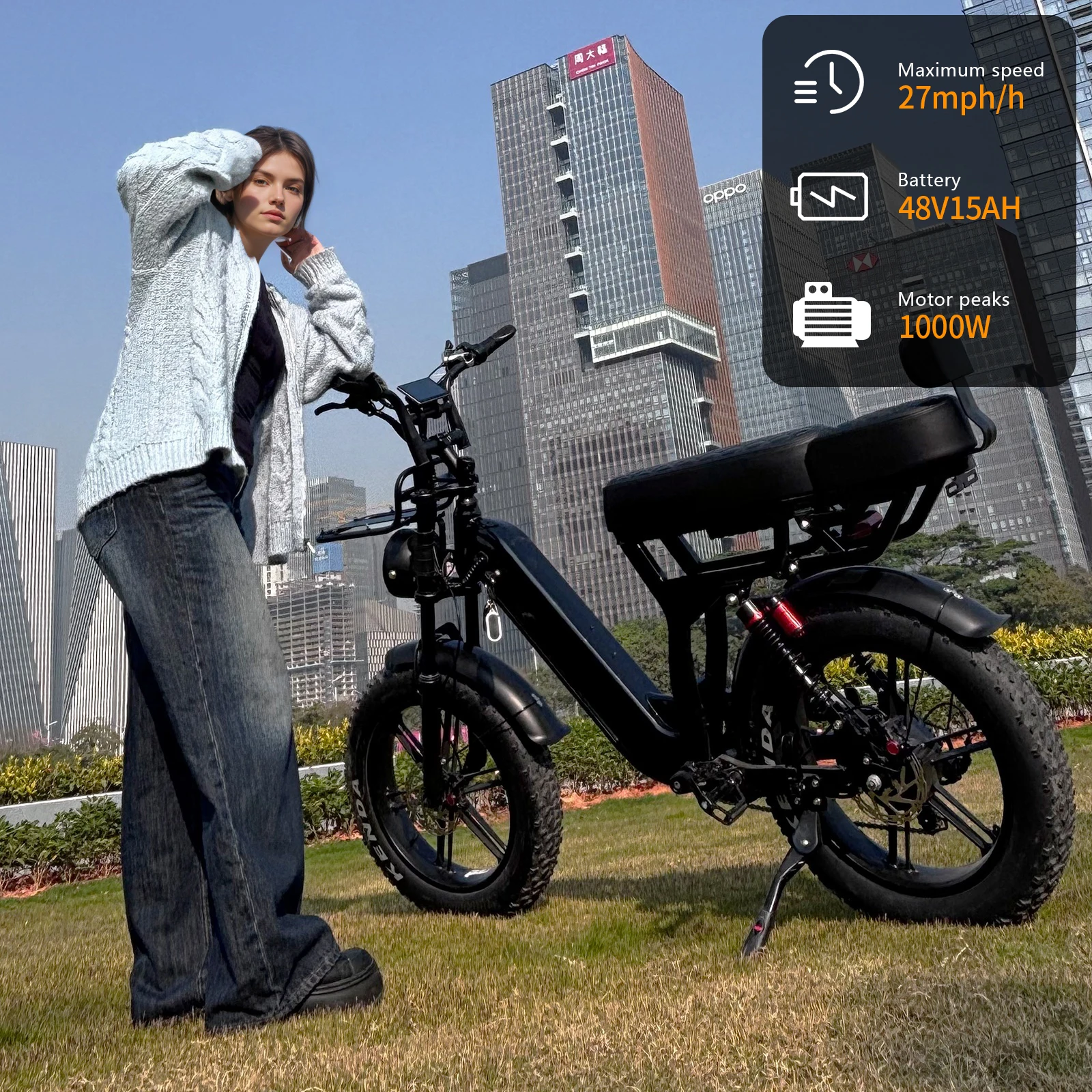 Vélo électrique VOMO avec moteur 500W (marquage 250W), batterie 48V15AH, freins hydrauliques, pneus tout-terrain 20*4.0 pouces