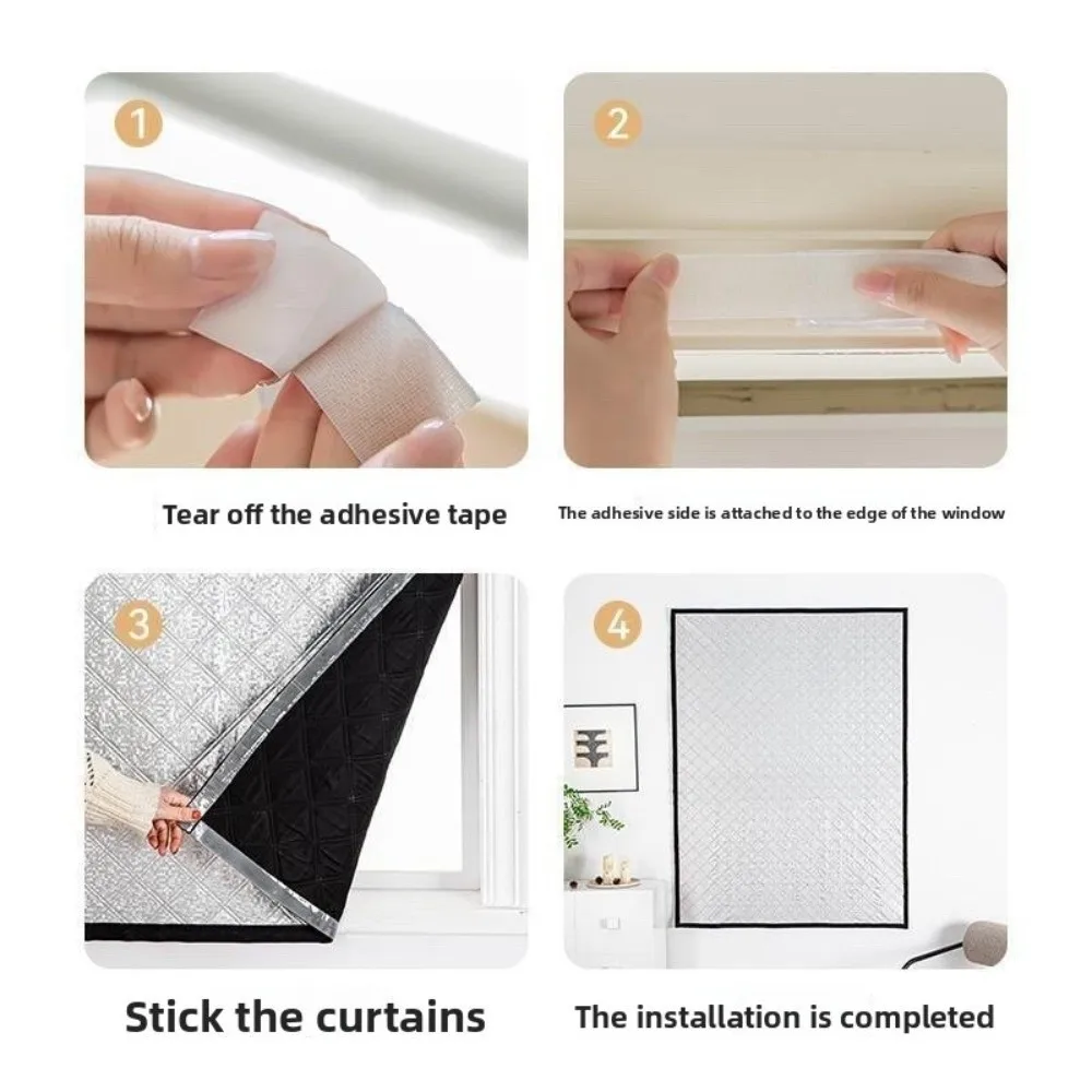 Thickened Winter Warm Curtains Insulated Sun Shading Window Thermal Screens Cold and Heat Insulation Windproof Sealing Curtains