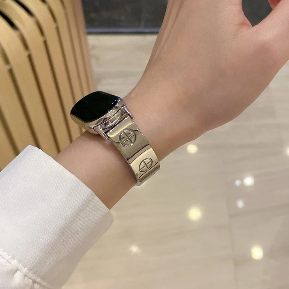 Strap For Xiaomi Mi Band 10 9 8 Pro Watchband For Miband 8Pro 9 Pro Fashion Metal Cross Bangle Women Copper Bracelet Wristband