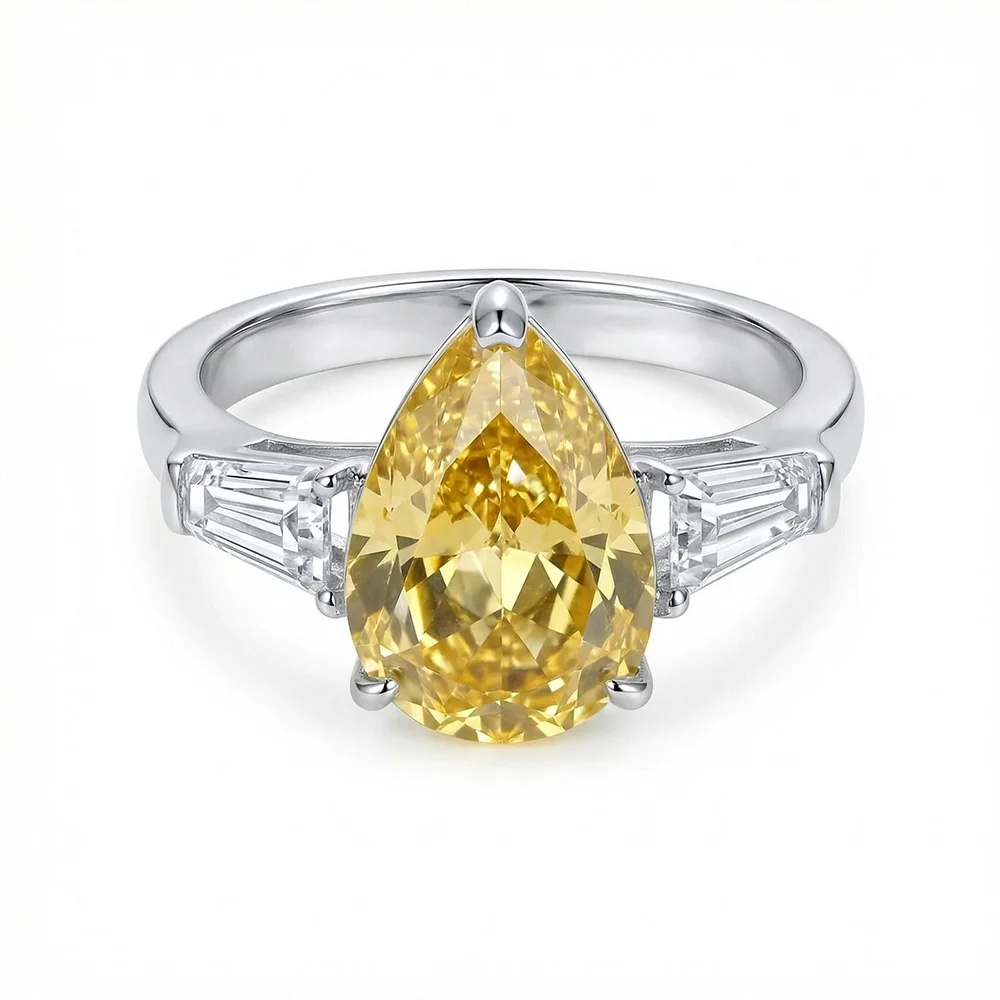 

Кольца из 100% стерлингового серебра 925 пробы для женщин, 9*13 мм, с желтыми высокоуглеродистыми бриллиантами, сверкающие, для помолвки, свадьбы, вечеринки, изысканные ювелирные изделия, подарки