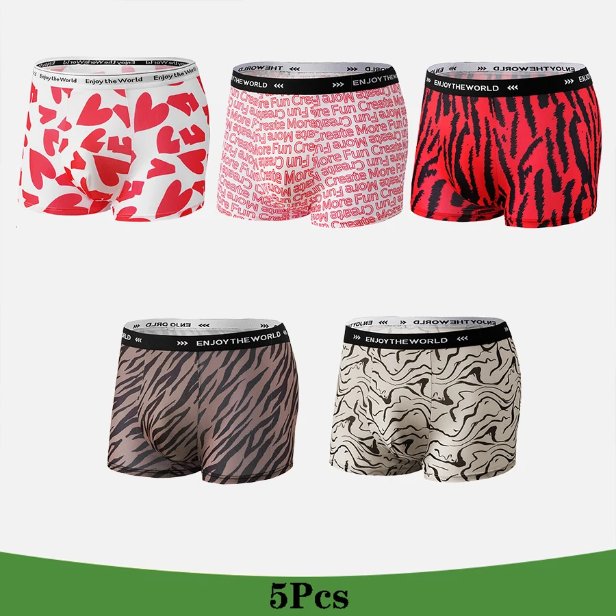 5pcs Boxers Man Panties Men Antibacterial Underwear Men's Boxer Printed Boxershorts Breathable High Elasticity Underpants
