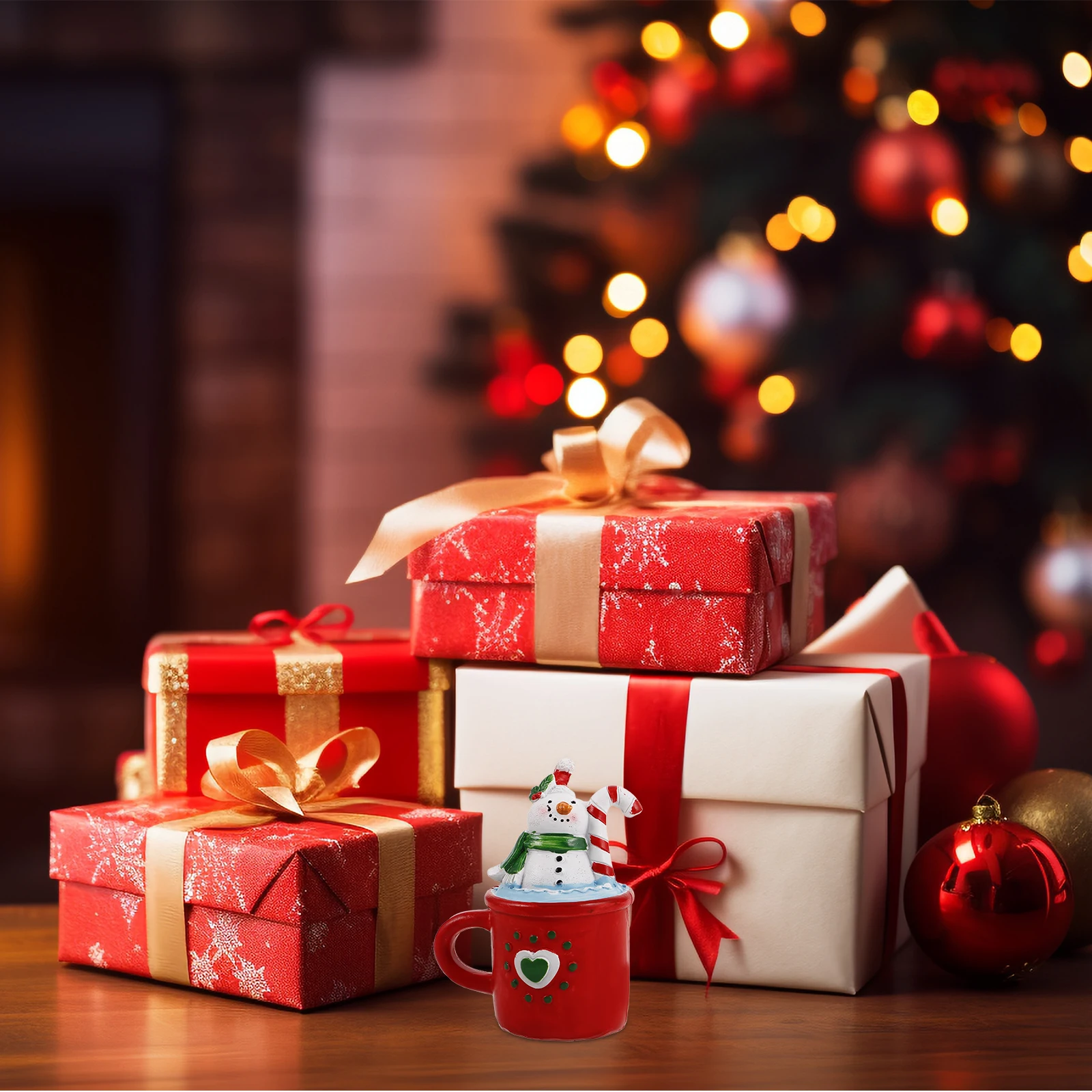 عيد الميلاد ثلج الحلي عطلة الديكور الراتنج احتفالي الشكل تزيين حساسة الجدول كعكة كأس توبر تمثال الطاولة