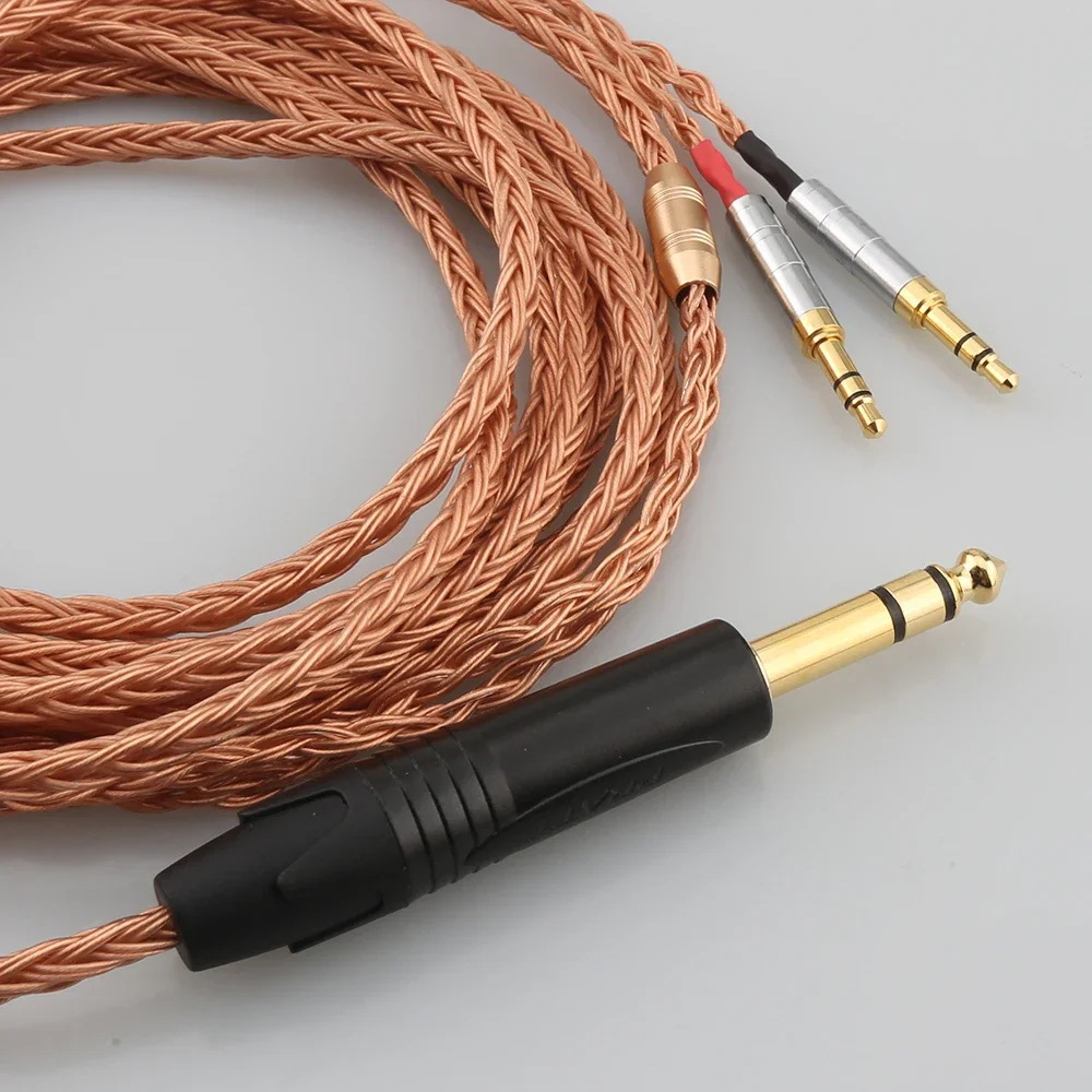 Kualitas Tinggi 6.35Mm Plug 16 Core 99% 7N OCC Kabel Earphone untuk Denon AH-D7200 AH-D5200 AH-D9200 3.5Mm Headphone Pin LN 006748