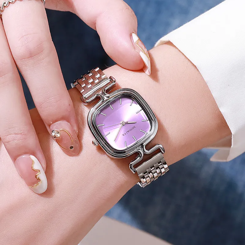 Fashion Luxury Square Women\'s Watches Brand Ladies Quartz Wristwatch Classic Silver Simple Femme Steel Band Relogio Feminino