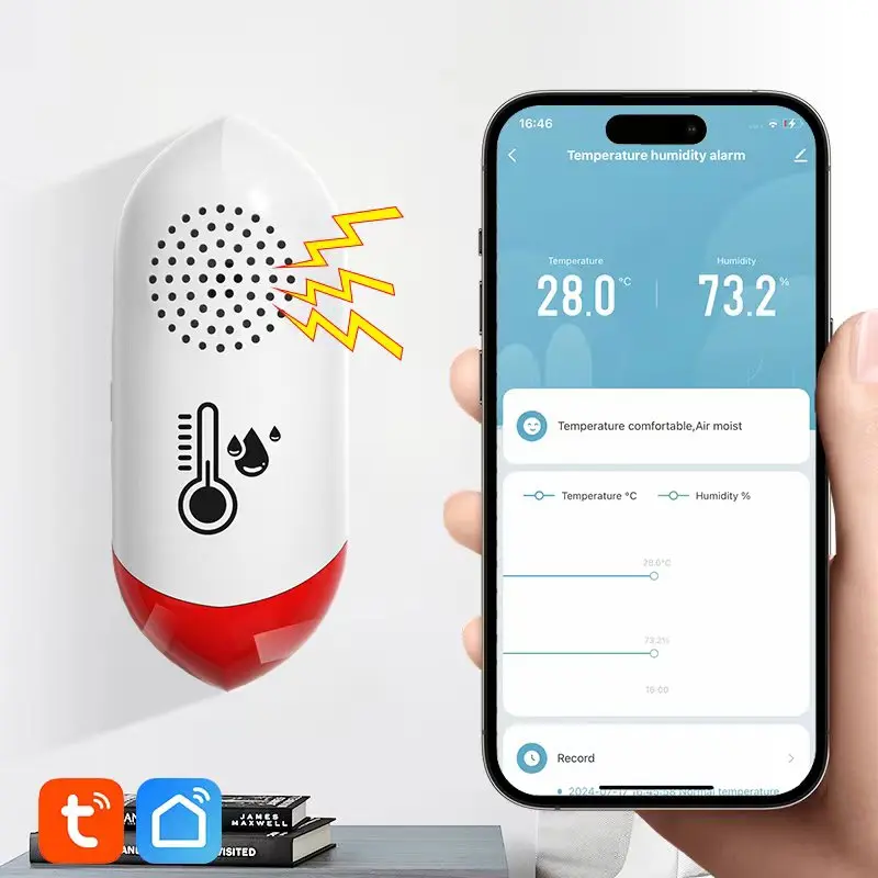 

WiFi Hygrometer Thermometer Indoor,Wireless Smart Temperature Humidity Monitor With Smart Life App Notification Alert Data