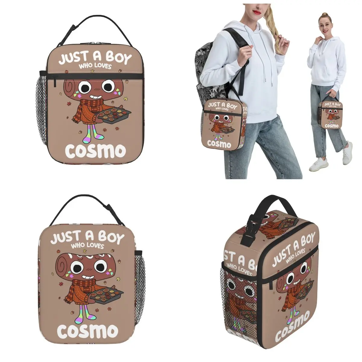 Dandy's World Cosmo حقيبة الغداء مانعة للتسرب مجرد صبي يحب حاوية الغداء حقيبة حرارية علب الاغذية حمل مكتب السفر الرجال النساء