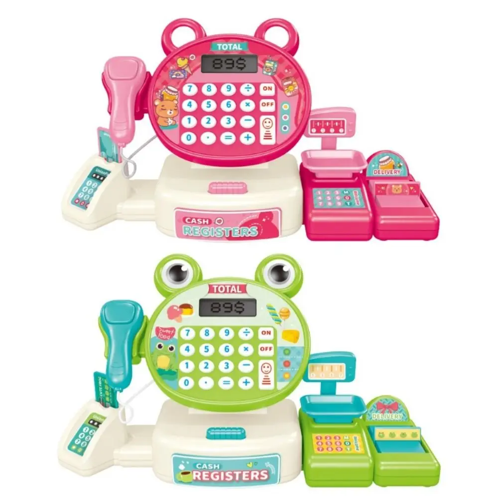 

Игровой набор: Кассовый аппарат для супермаркета с милыми фигурками кролика, лягушки и медведя, пластиковая игрушка для ролевых игр, на батарейках