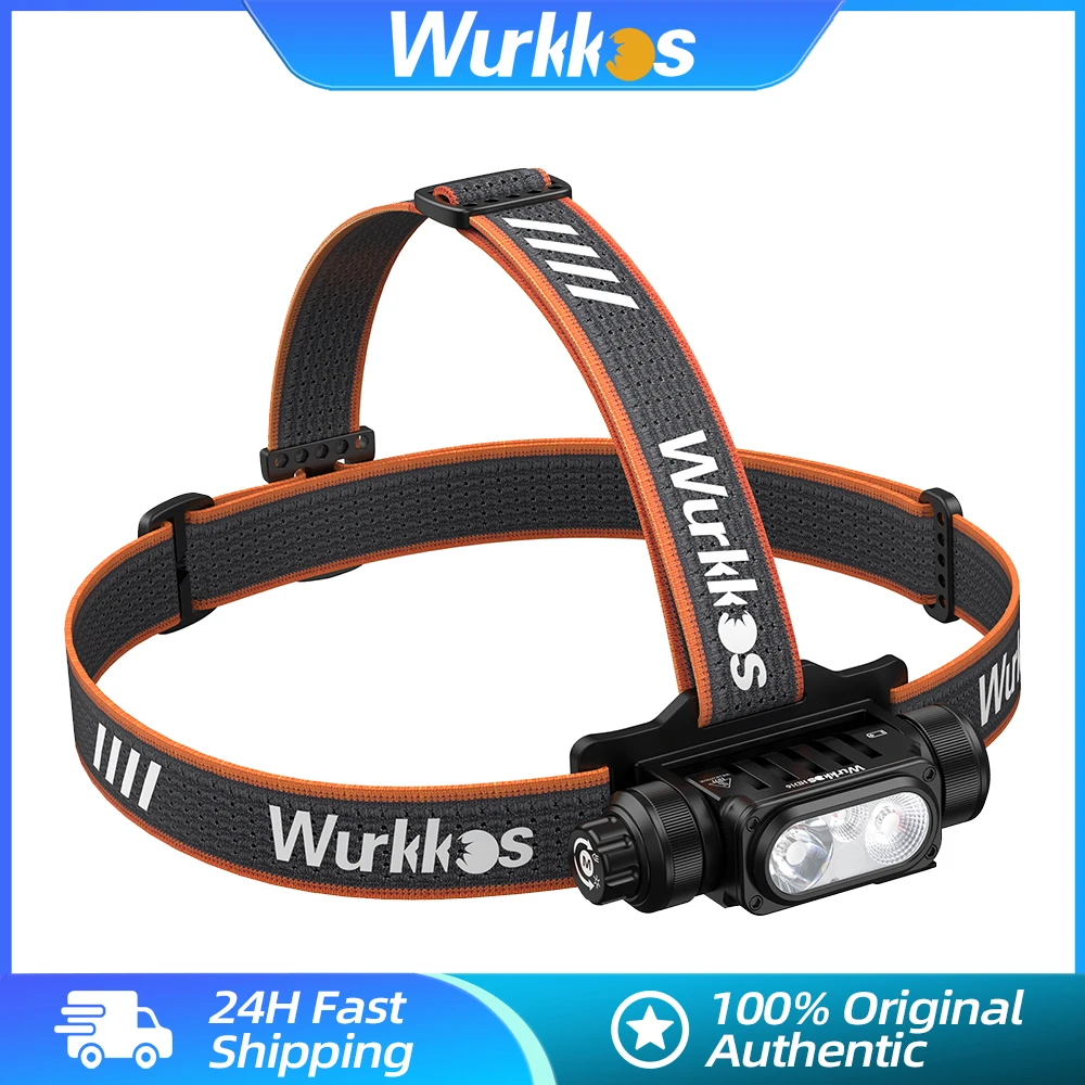 

Wurkkos HD16 Headlamp 2500LM Smart Sensing Lamp 18650 Fishing Flashlight IP66 Waterproof White & Red Light with Rotary Switch