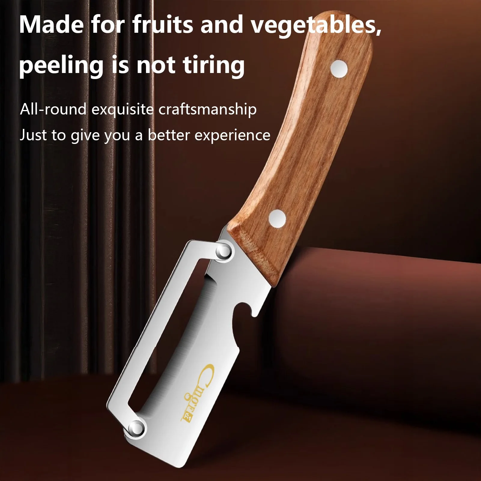 Pelador de Verduras de Acero Inoxidable con Mango Ergonómico y Abrebotellas, Pelador de Frutas Multifuncional, Utensilios de Cocina para el Hogar