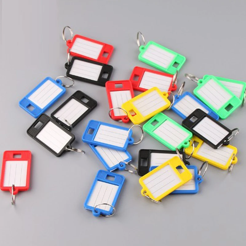 40 Pcs Luggage Tags Plastic Name Baggage Keychain Key Tags Ring Label Numbered Key Chains Key Rings for School Home Office