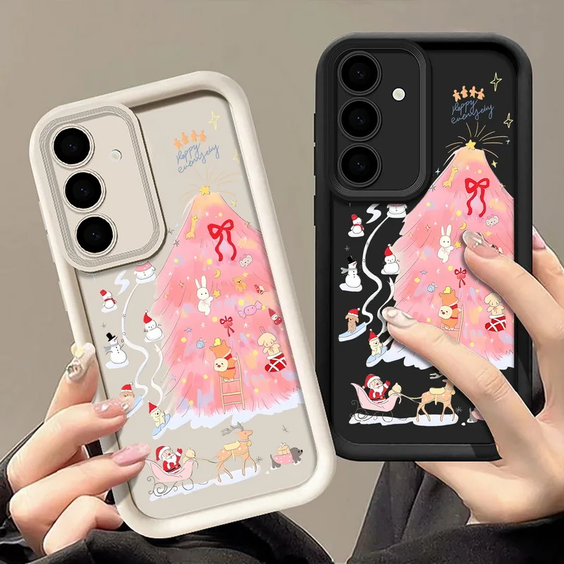 Rosa Weihnachtsbaum Handyhülle für Samsung Galaxy A56 A16 A17 A36 A26 A55 A54 A15 5G S24 S25 FE S24 S23 S22 Ultra S25 Edge Cover