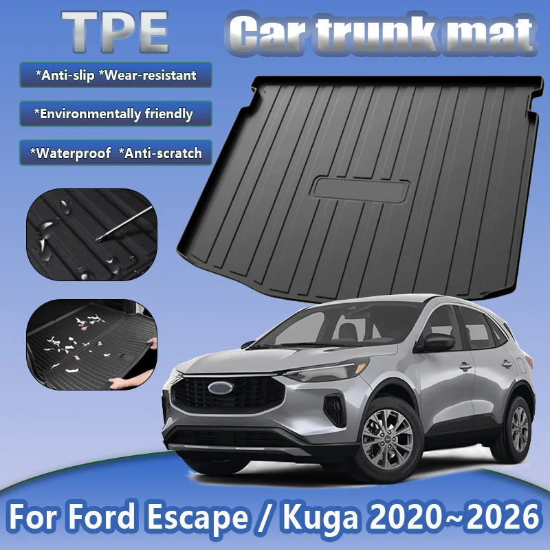 Kofferraummatte für Ford Escape Kuga 2020~2026, wasserdicht, schmutzabweisend, TPE-Gummi, Kofferraumunterlage, Laderaumauskleidung, Innenzubehör