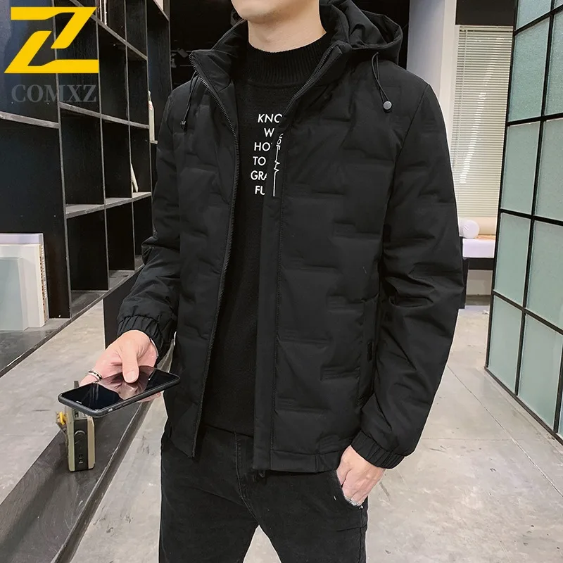 

COMXZ Winter Jacket 2025 Handsome Detachable Hood Lightweight Street Down Jacket Travel High-Quality Padding Coat Men's Clothing