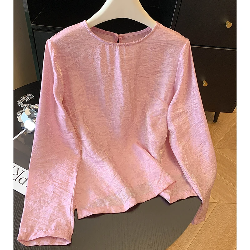 Chic Casual Women's irt Base Layer Top Outerwear Autumn 2025 Slimming Versatile Anti-Aging Polyester Blend Long Sve