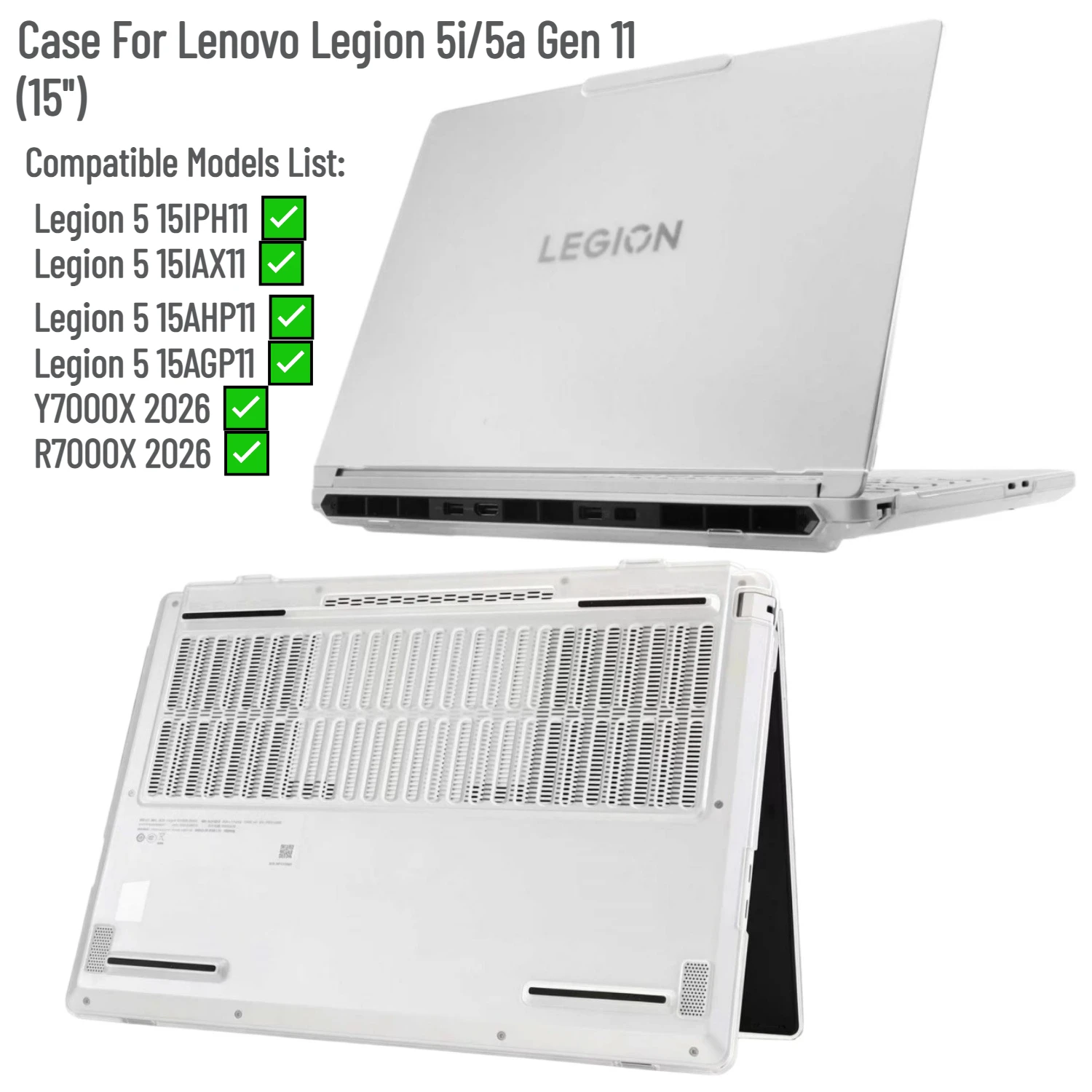

Semi-Transparent Foggy Hard PC Case for Lenovo Legion 5a 5i Gen 11 15" Lightweight Scratch-resistant Drop Proof Notebook Skin