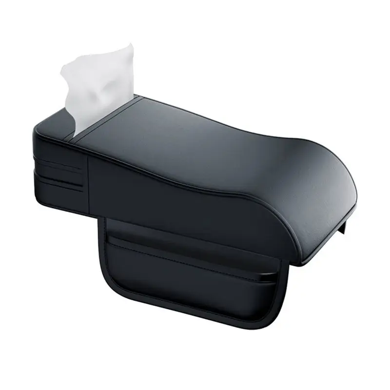 

Car Armrest Box Height Pad Universal Central Elbow Rest Support Leather Auto Armrest Cover With Tissue Holder Parts Accessories-