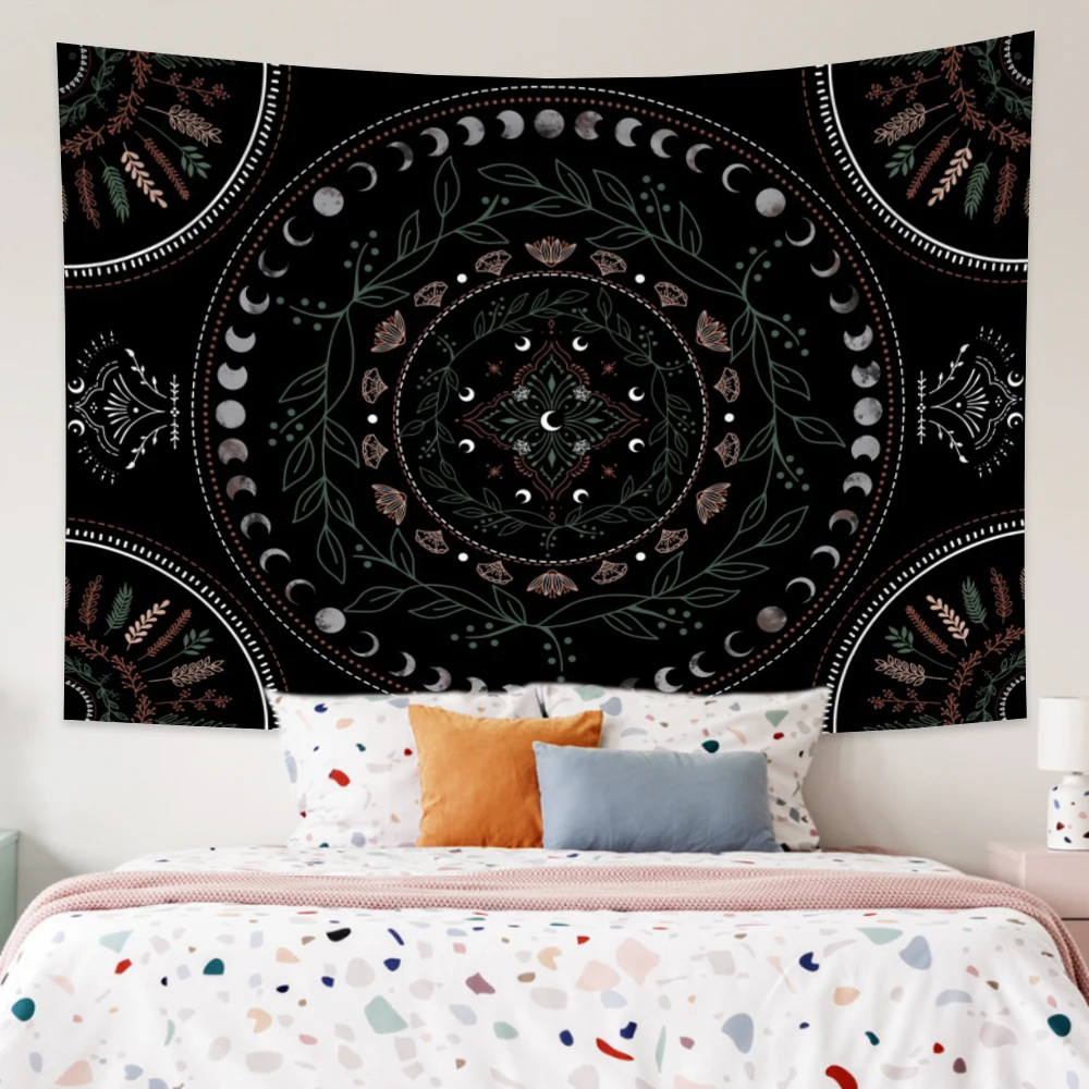 

Moon Phase Botanical Tapestry Celestial Floral Wall Hanging Wall Hanging Flower Bohemian Hippie Wall Carpet Home Decor Tapestrie