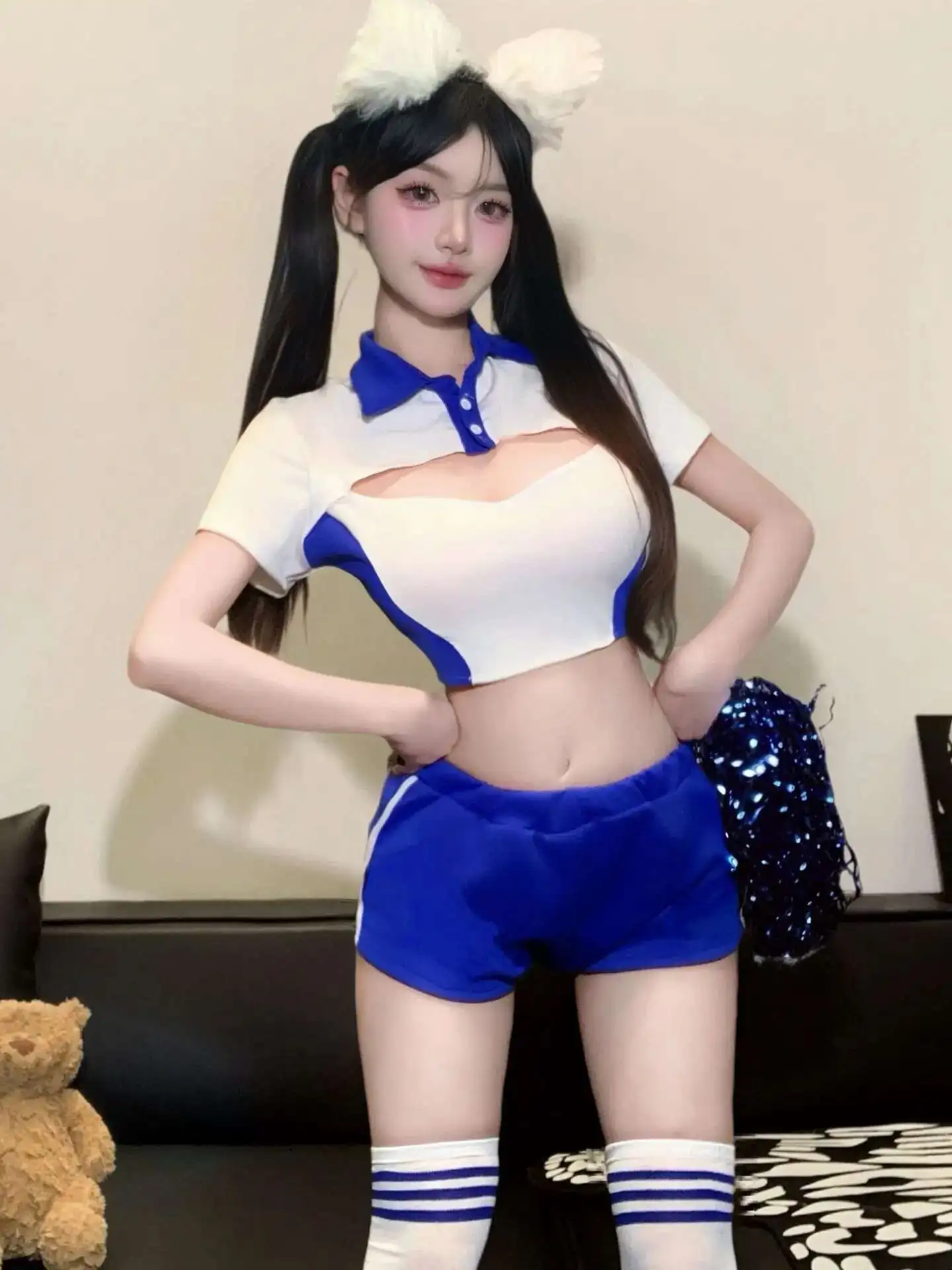 

Сексуальная студенческая форма, комплекты юбок Pure Desire, повседневный стиль колледжа, глубокий V-образный вырез, комплекты юбок с короткими рукавами, элегантные, очаровательные, сладкие 9SUQ