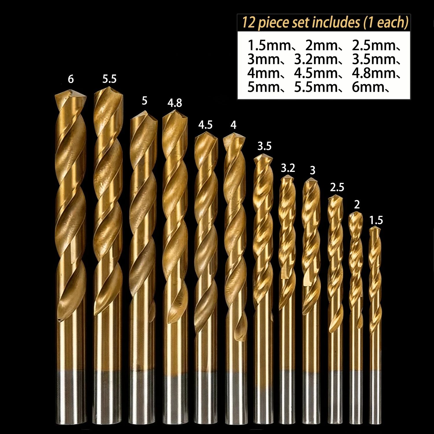 GOSUNDA (1.5~6mm) Cobalt Alloy Drill Set HSS Cobalt Fried Dough Twists Drill, High-Quality Stainless Steel High-Speed Steel Dril