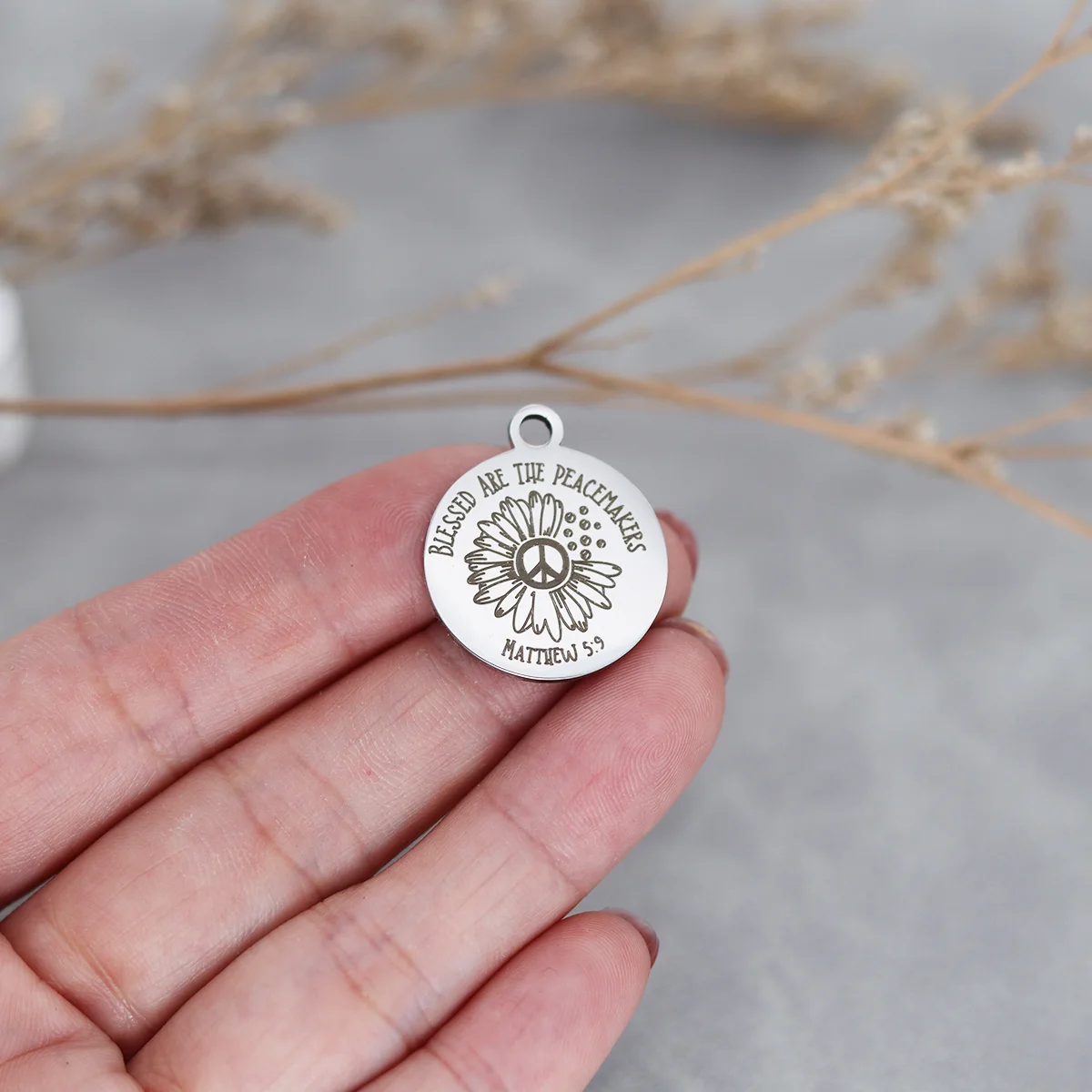 3Pcs/lot Blessed Are The Peacemakers Matthew Bible Verse Laser Engraved Stainless Steel Charm Pendants For DIY Jewelry Making
