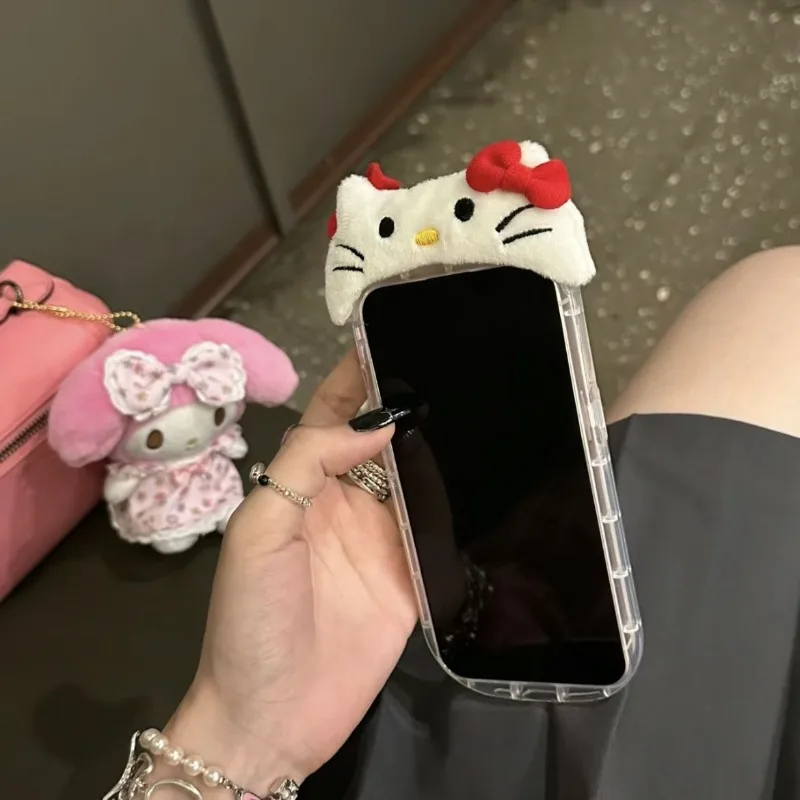 Sanrio Hello Kitty Phone Case for IPhone 15 14 13 12 Pro Max Kawaii Wear Hat Women Shockproof Fashions Kawaii Protective Shell