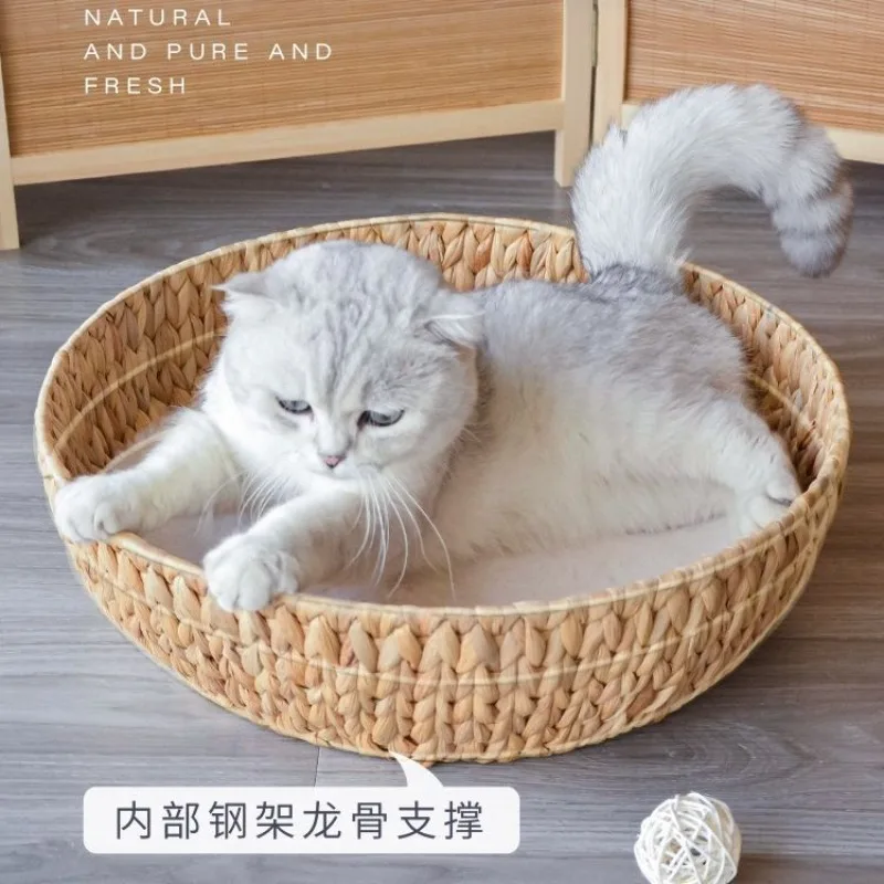 Hand-woven cat litter, universal in all seasons, non-collapse, non-sticky hair, round in winter
