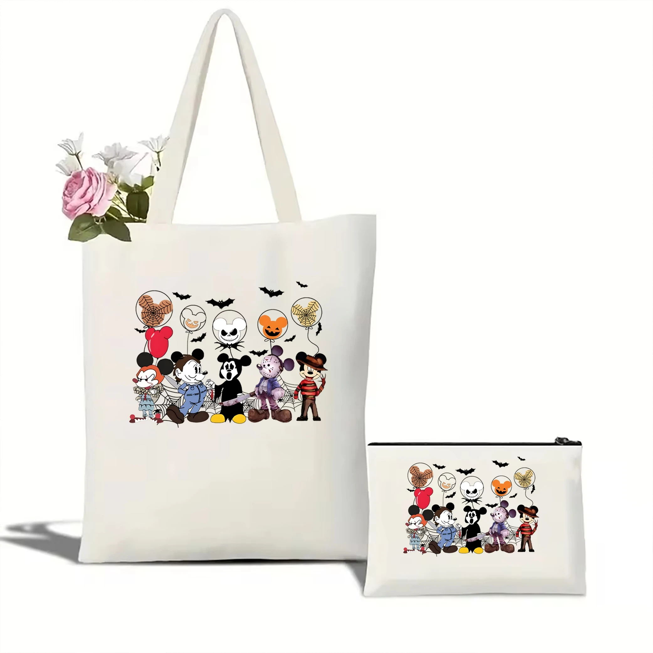 Minnie Mickey Halloween tote bag Disney Horror Movie canvas bag Horror movie inspired canvas tote bag Disneyland shoulder bag