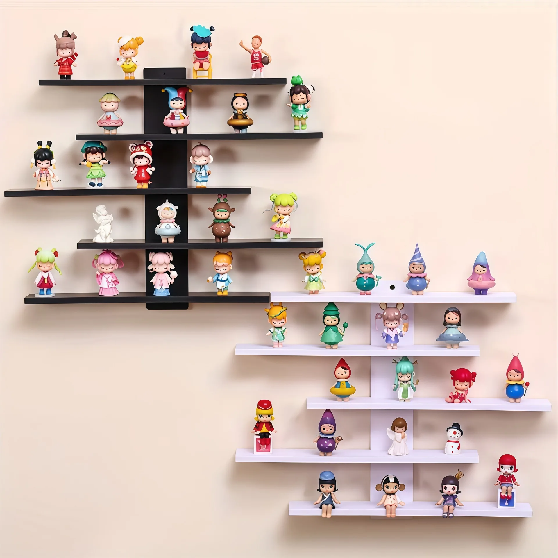 No Drill Corner Wall Floating Shelves, Wall Mounted Hanging Display Organizer for Blind Boxes Action Figures Home Decor Storage