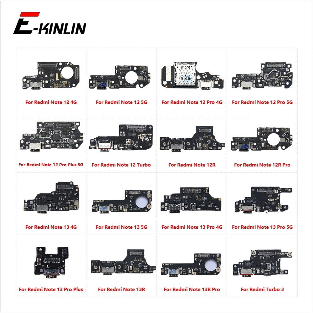 USB Charging Port Dock Plug Connector Charger Board Mic Flex Cable For Xiaomi Redmi Turbo 3 Note 13 13R 12 12R Pro Plus 4G 5G