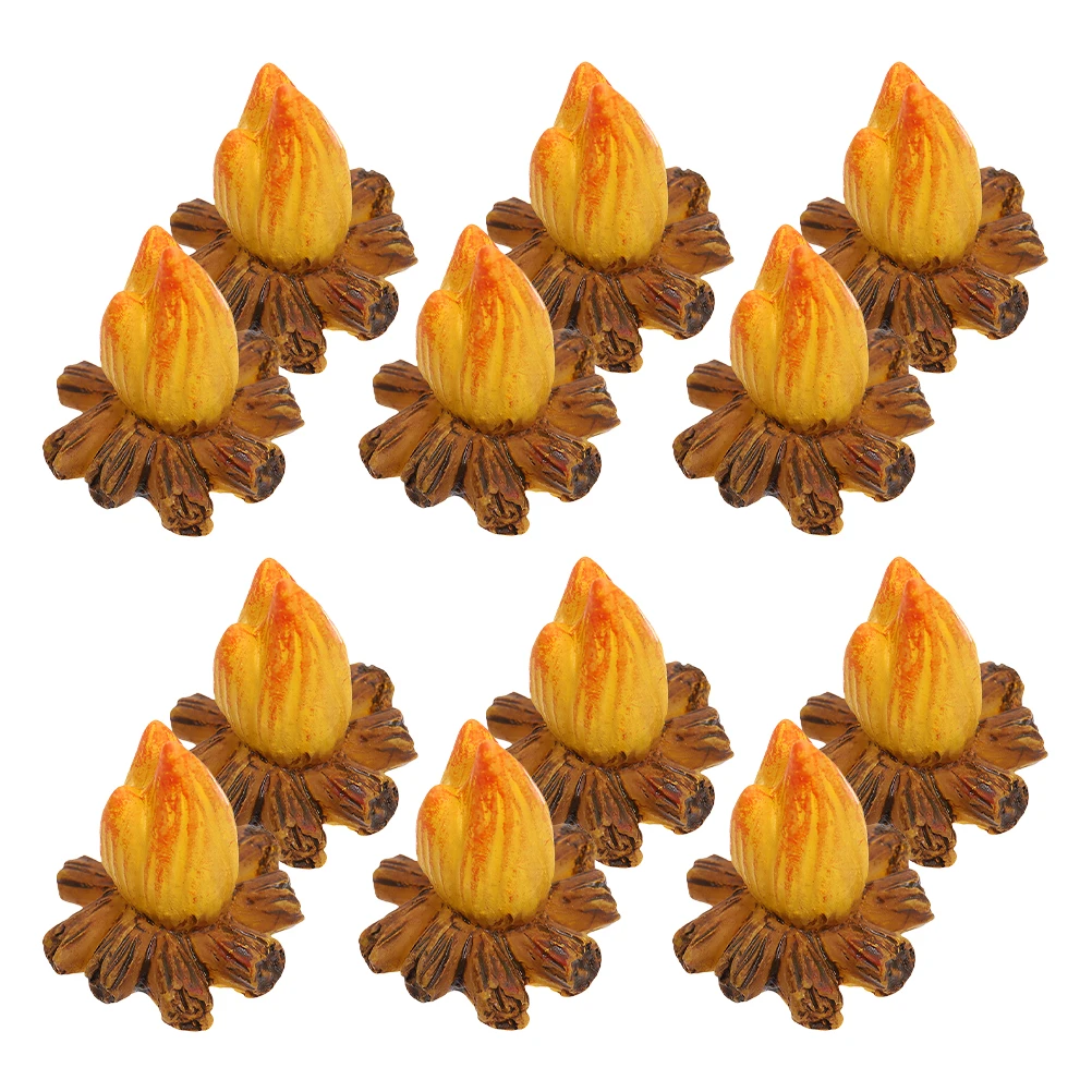 

12pcs Miniature Campfire naments Resin Fake Fireplace Decorative Bonfire Logs Creative Portable Low Maintenance