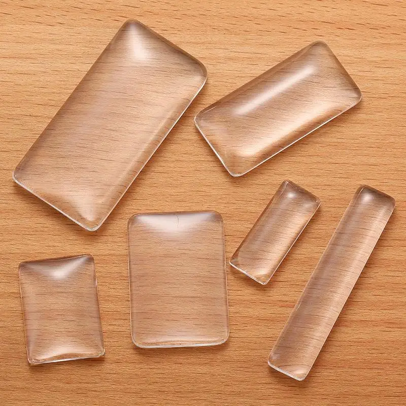 20 Stück transparente, flache, rechteckige Cabochon-Glassteine für Handyhüllen, zum Selbergestalten, 10 x 25 mm, 10 x 30 mm, 19 x 38 mm. – Detail 1
